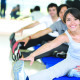 Group of people stretching at the gym