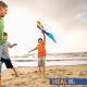 Dad playing with sons on the beach