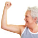 Older woman flexing muscles