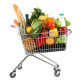 Shopping trolley full of fresh fruit and vegetables