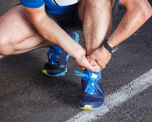 Man with sprained ankle