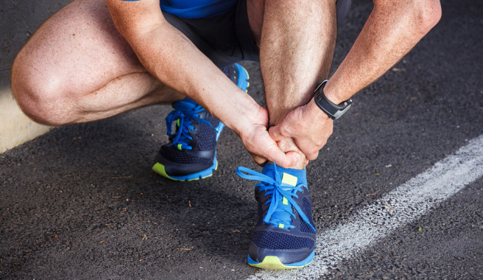 Man with sprained ankle