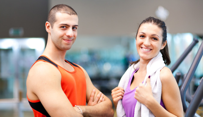 Guy and girl in gym