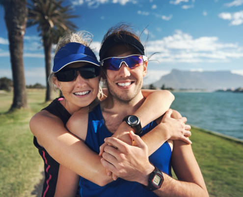 Man and woman exercising