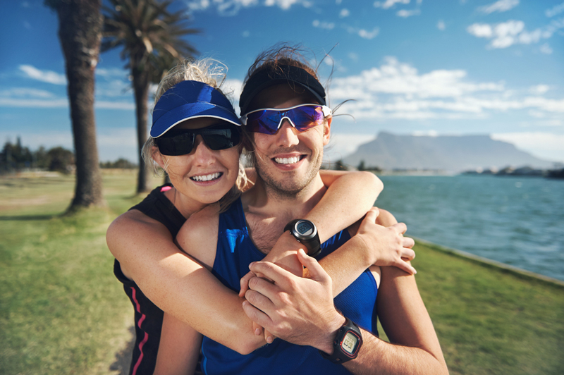 Man and woman exercising